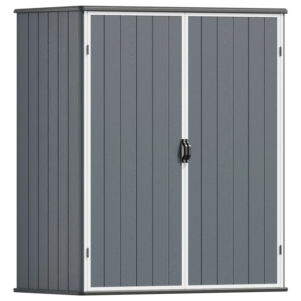 Patiowell 5x3 Plastic Outdoor Storage Shed with Lockable Door, Dark Gray