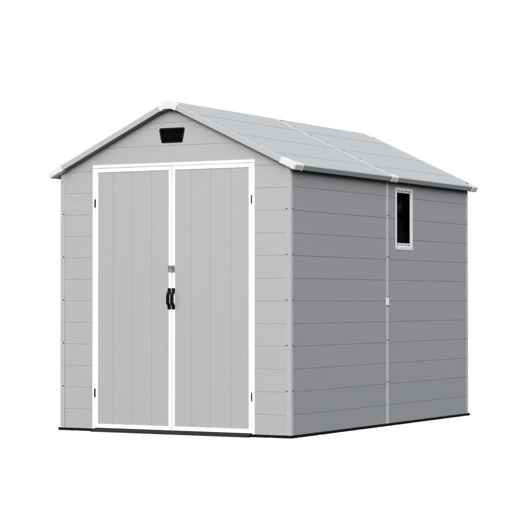 Patiowell 6x10 ft Plastic Shed with Vent, Window & Sloped Roof, Gray