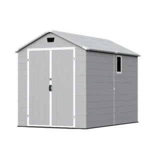 Patiowell 6x10 ft Plastic Shed with Vent, Window & Sloped Roof, Gray