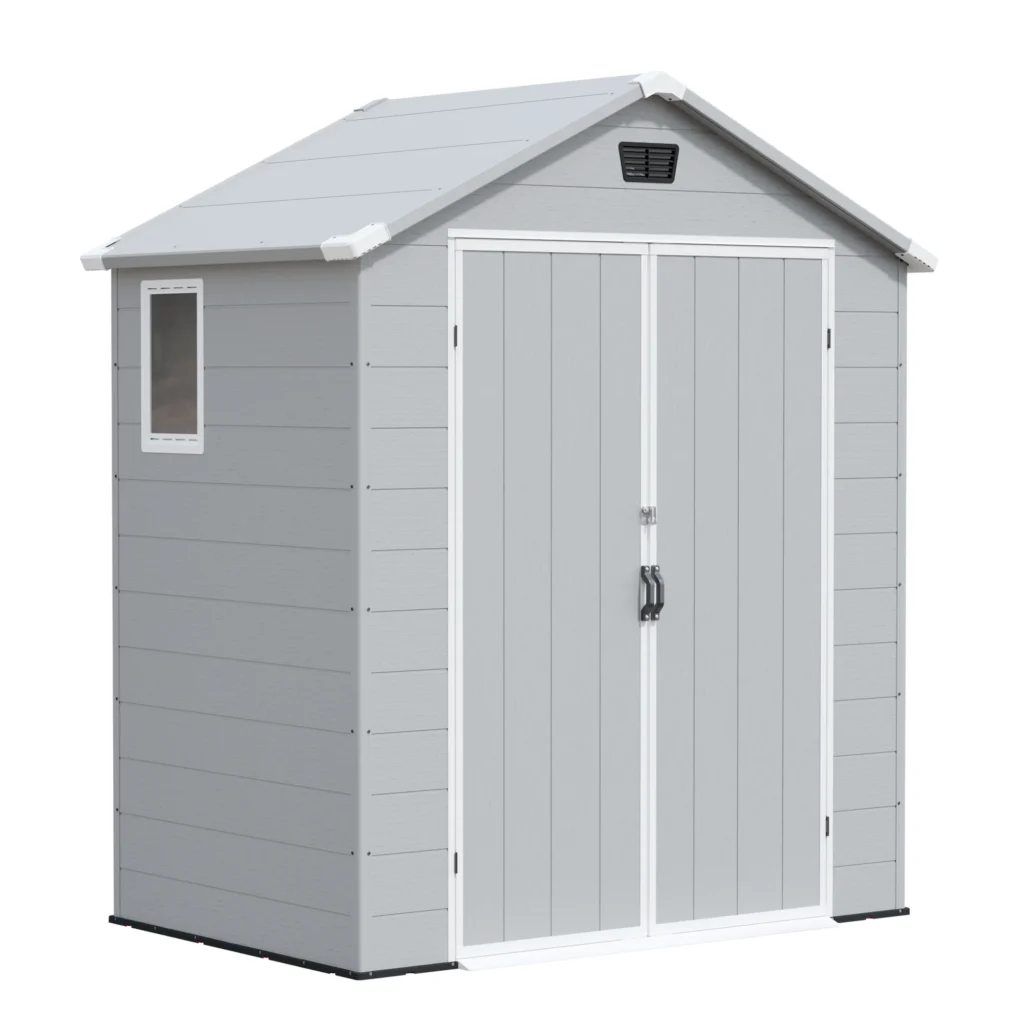 Patiowell 6x4 Plastic Shed with Window, Vent & Sloped Roof, Gray