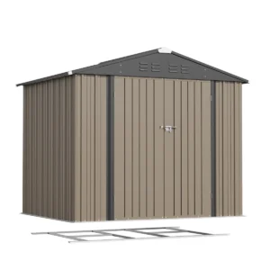 Patiowell 8x6 Metal Shed with Floor Frame, Brown