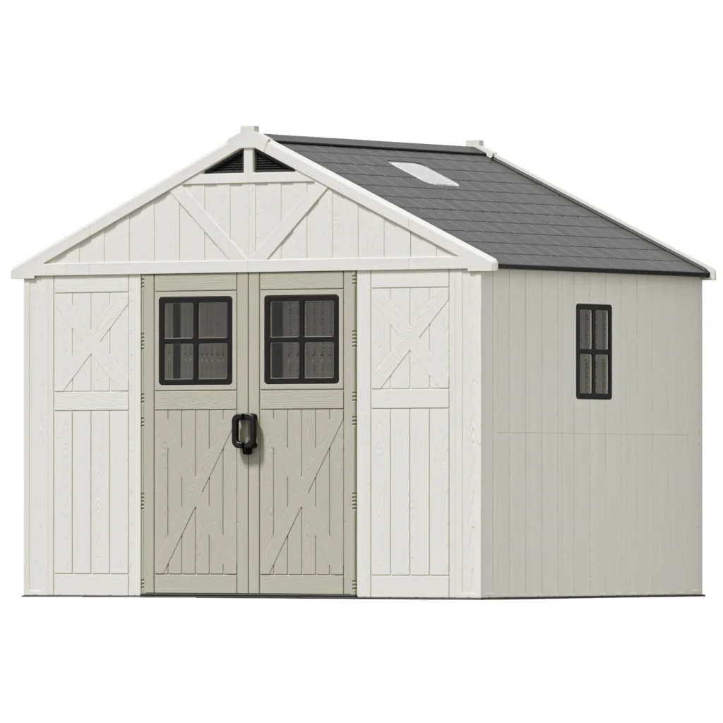 Patiowell 10x8 FT Kick-it Plastic Storage Shed with Skylight & Windows