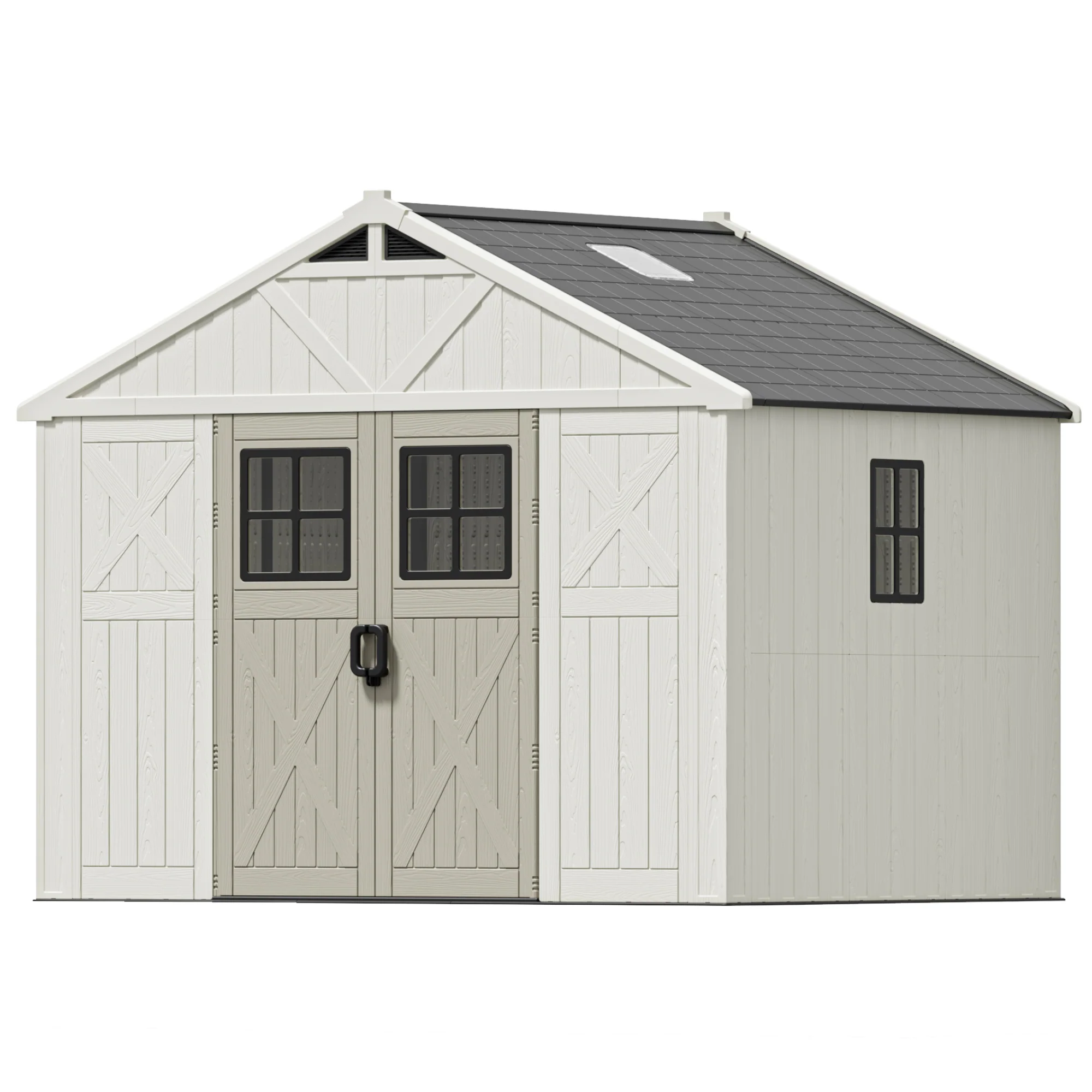 Patiowell 10x8 FT Kick-it Plastic Storage Shed with Skylight & Windows
