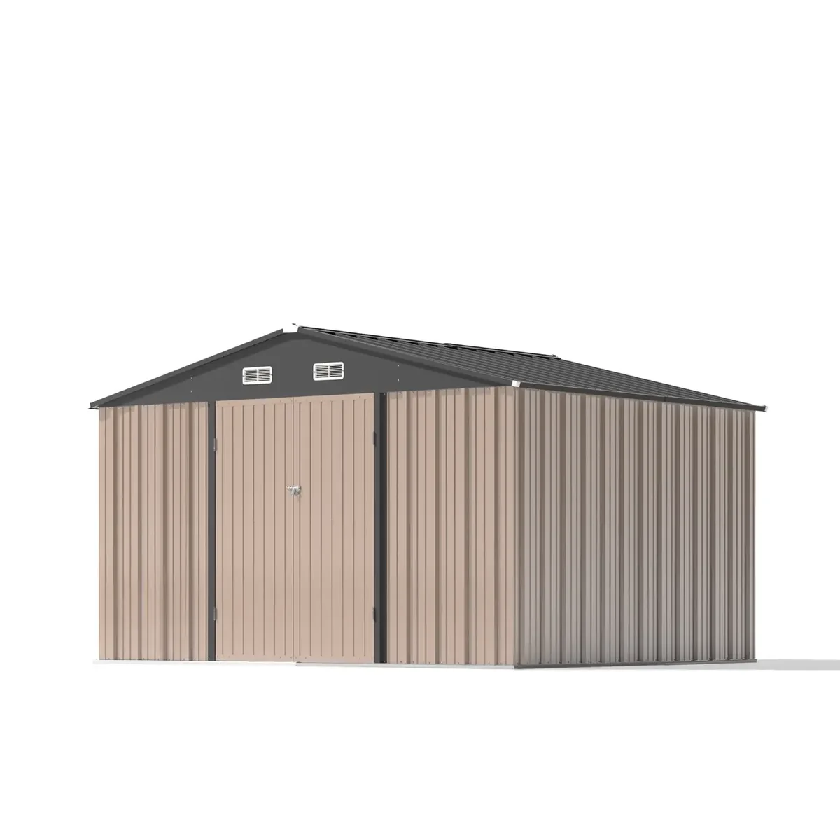Patiowell 10x8 Metal Shed with Weather Resistance, Brown