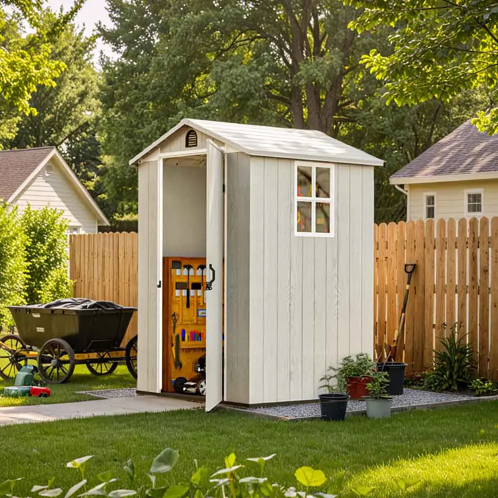 Patiowell 4x4 Plastic Storage Garden Shed, Gray White - Image 2