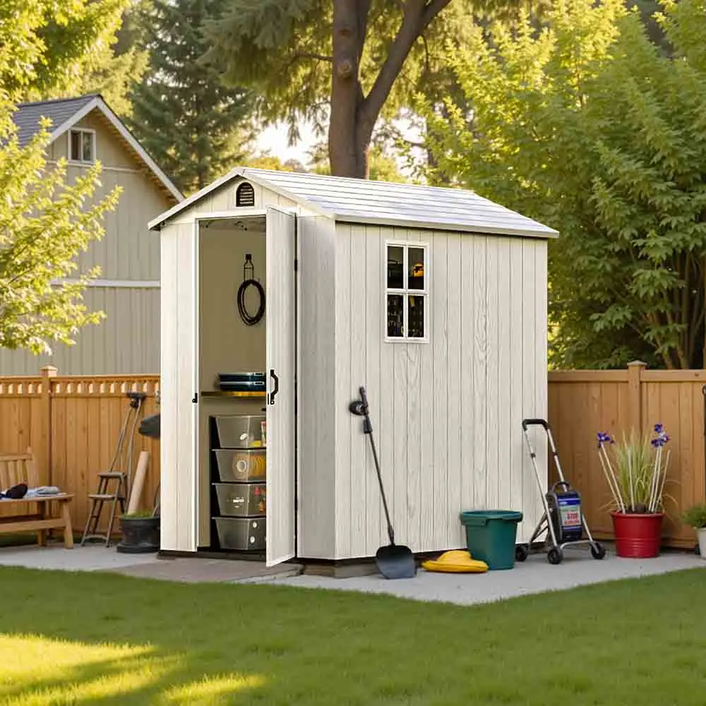 Patiowell 4x6 Plastic Storage Shed for Bike, Light Gray - Image 2