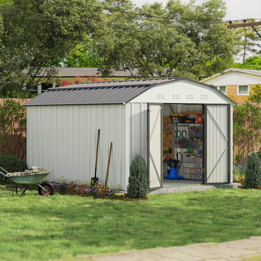 Patiowell 10x12 Barn Style Metal Shed with Gambrel Roof - Image 2