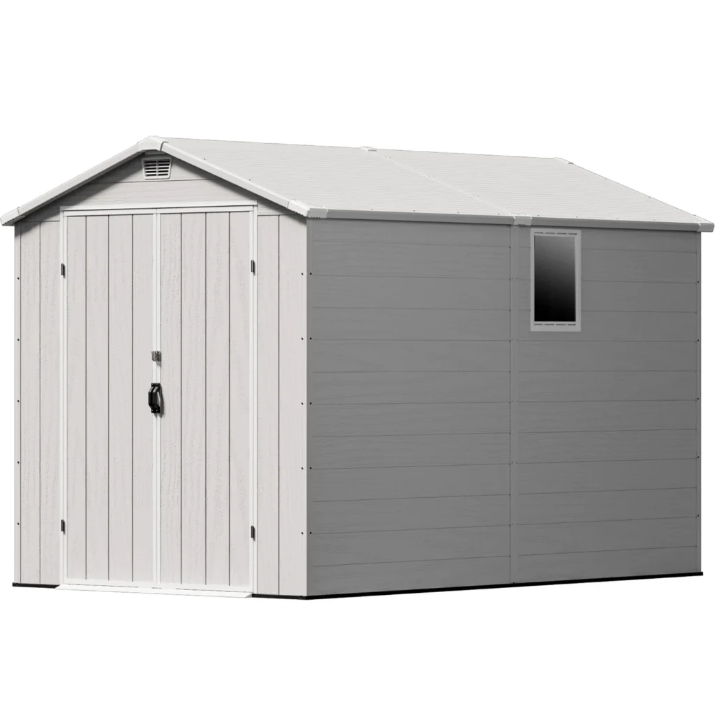 Patiowell 6x10 ft Plastic Shed with Window, Gray
