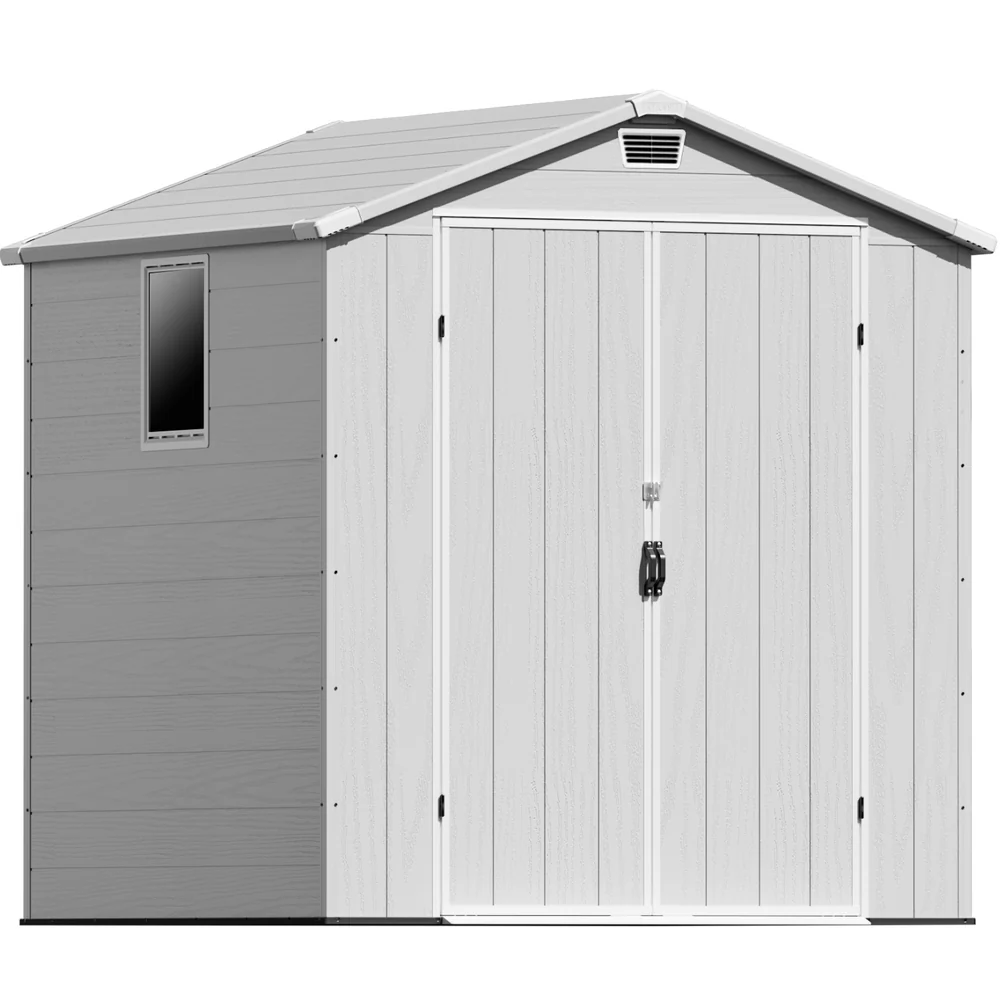Patiowell 6x6 ft Plastic Shed with Vents and Window, Gray
